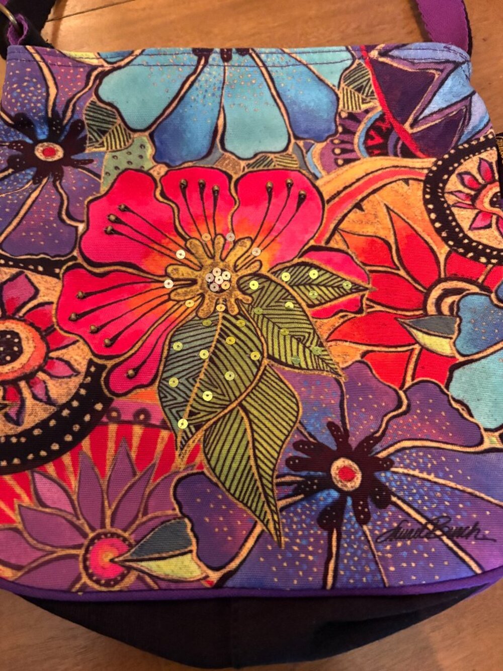 NWOT Laurel Burch Floral Crossbody Purse. - Picture 3 of 10